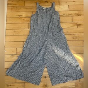 Max Studio Blue and White Striped Wide-Leg Jumpsuit